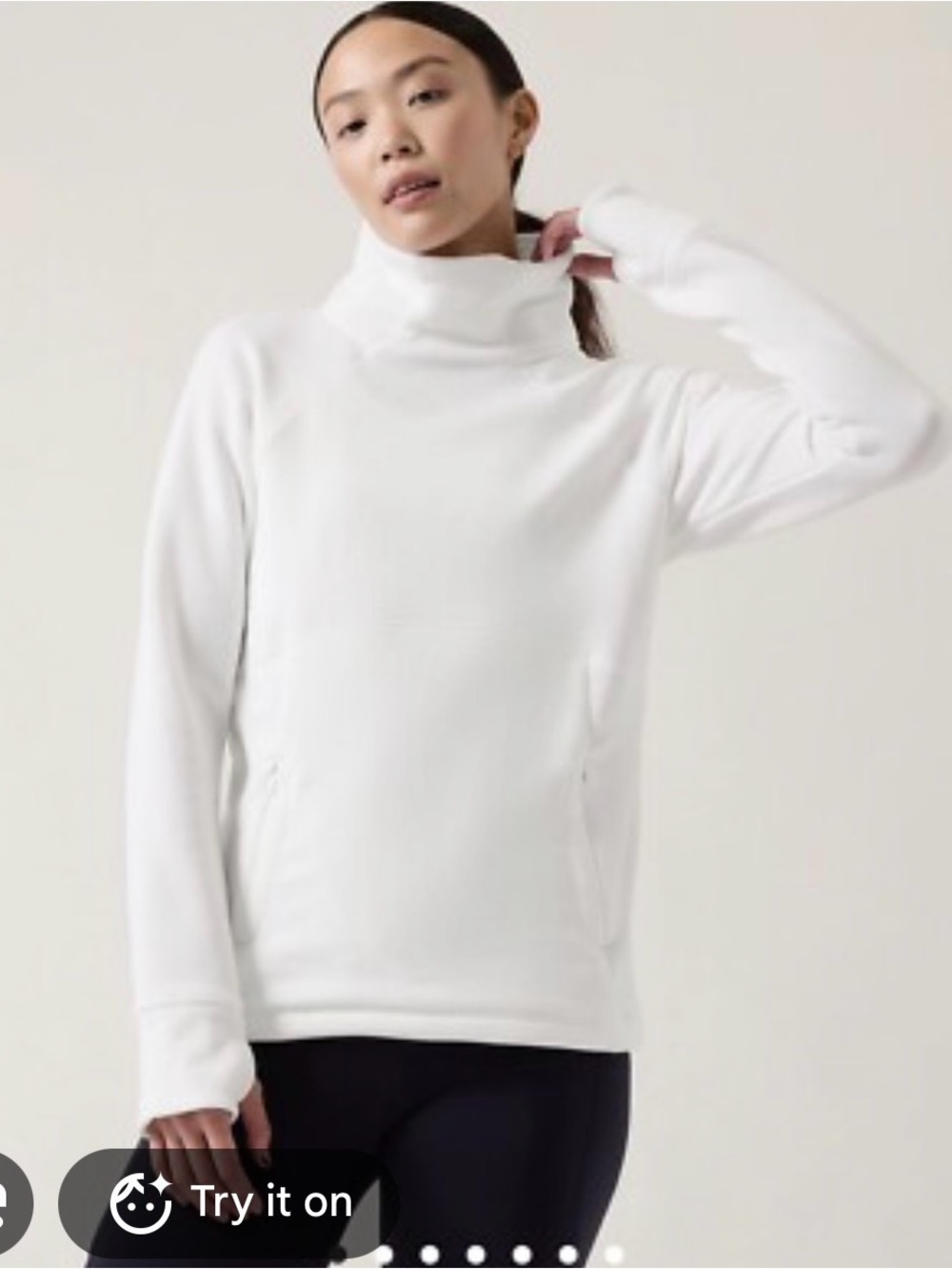 Athleta Altitude Polartec Funnel Neck White Sweatshirt